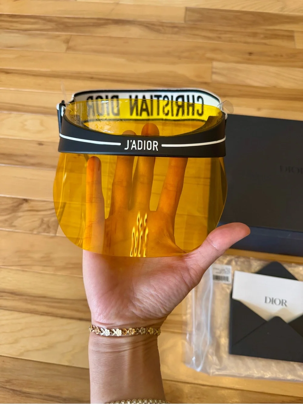 Brand new Dior J'ADIOR Visor Gold Mirror Shield with tag and box